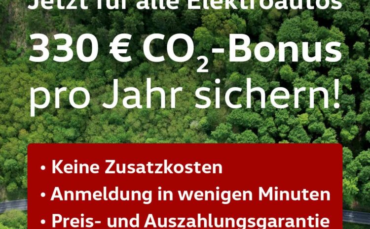  330,- € CO₂-Bonus für e-Autos